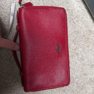 Coach Cherry Red Leather Wristlet